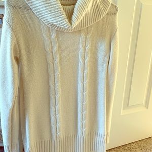 Cream cable knit, cowl neck sweater